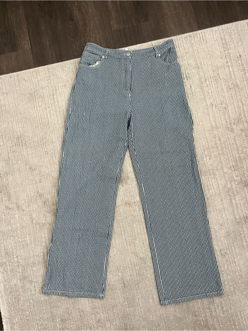 Striped Blue and White Women’s pants - Classic Straight Fit